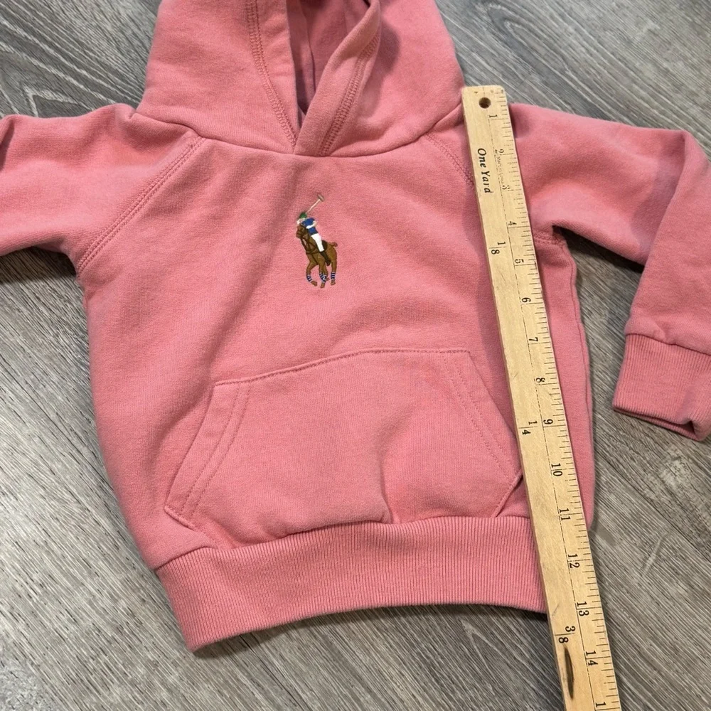 POLO RALPH LAUREN Baby Pink Hoodie Pony Embroidered Logo Girls 3 - Picture 5 of 6